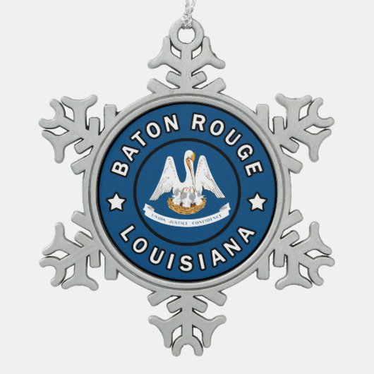 Baton Rouge Louisiana Schneeflocken Zinn-Ornament (Vorderseite)