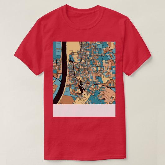 Baton Rouge Map Muster in Mitte Jahrhundert Pastel T-Shirt (Design vorne)
