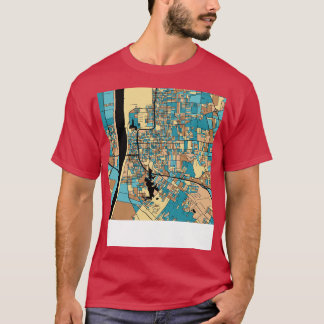 Baton Rouge Map Muster in Mitte Jahrhundert Pastel T-Shirt