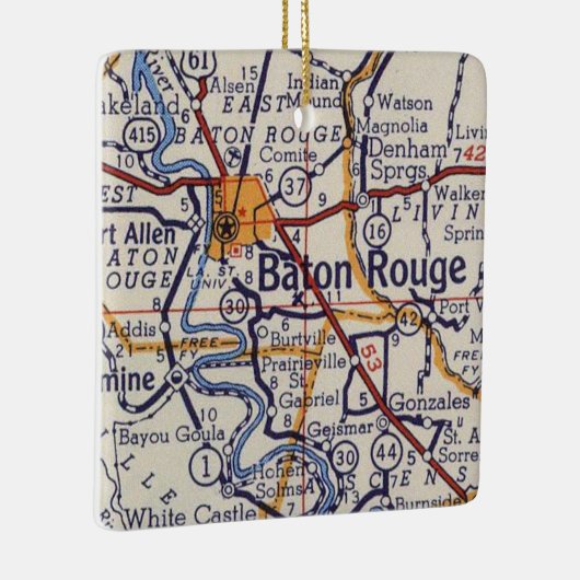 Baton Rouge Vintage Karte Keramikornament (Rechts)
