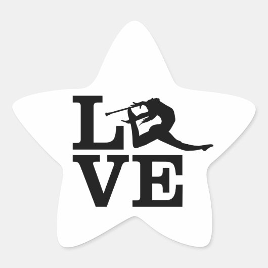 Baton Twirler Liebe Typografie Sticker (Vorderseite)