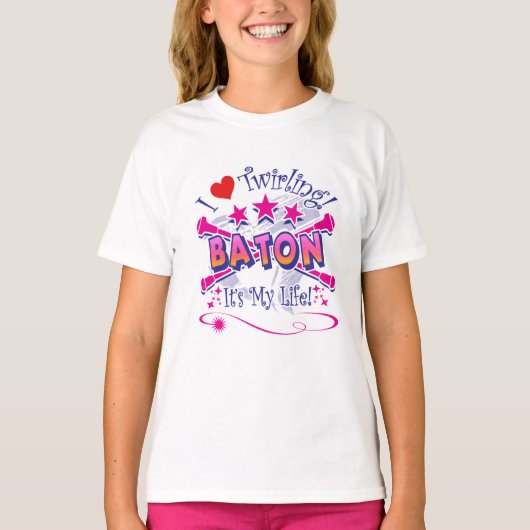 Baton Twirlers, ich Liebe Twirling, Baton T-Shirt (Vorderseite)