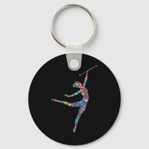 Baton Twirling Girl - Silhouette Dancing Twirler m Schlüsselanhänger