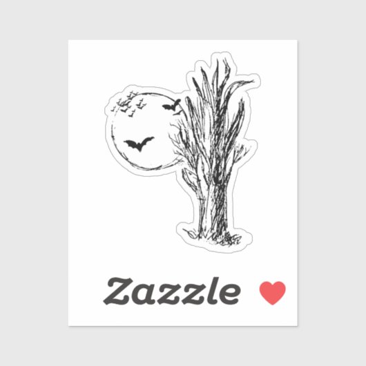 Bats, a Dead Tree, Full Moon Halloween Aufkleber (Blatt)