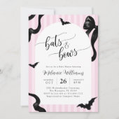 Bats and Bows Halloween Baby Shower Invitation Einladung (Vorderseite)