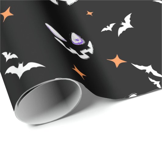 Bats And Jack-O-Lanterns Face Geschenkpapier (Rolleneckpunkt)