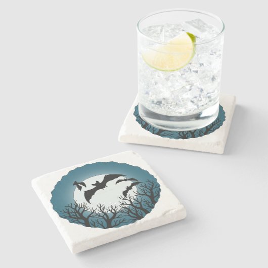 Bats and Trees Against the Moon Steinuntersetzer (Seitenansicht)