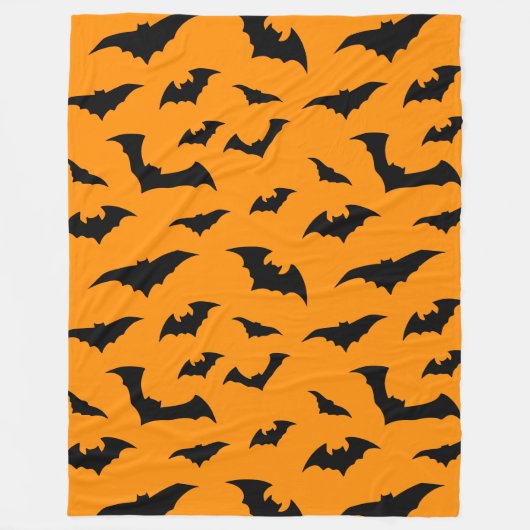 Bats Everywhere Orange Halloween Plush Fleecedecke (Vorderseite)