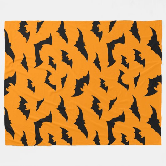 Bats Everywhere Orange Halloween Plush Fleecedecke (Vorderseite (Horizontal))
