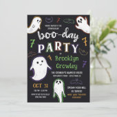 Bats & Ghosts Spooktacular Boo-Day Party Einladung (Stehend Vorderseite)
