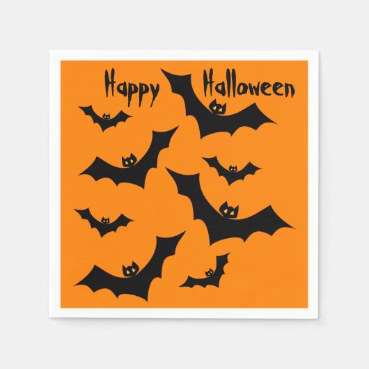 Bats Happy Halloween Party Serviette (Vorderseite)