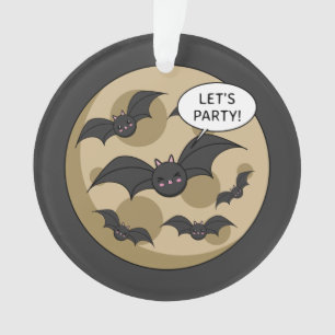 Bats Having Party on Full Moon Ornament