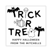 Bats Pumpkin & Ghost Trick oder Treat Halloween Gummistempel (Prägung)