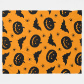Bats, pumpkin heads and spiders Halloween Plush Fleecedecke (Vorderseite (Horizontal))