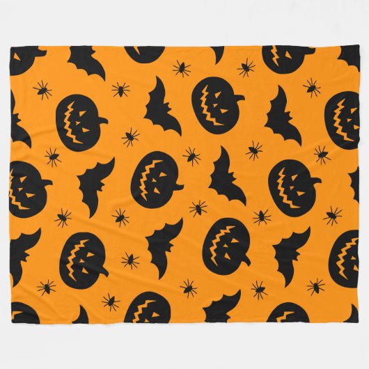 Bats, pumpkin heads and spiders Halloween Plush Fleecedecke (Vorderseite (Horizontal))