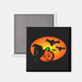 Bats & Pumpkin Jack Orange Halftone Logo Magnet (Vorderseite/Rückseite)