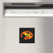 Bats & Pumpkin Jack Orange Halftone Logo Magnet (In Situ (Geschirrspüler))