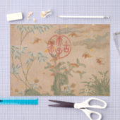 Bats Rocks Blume Rundkalligraphie von Ruoai Seidenpapier (Handwerk)