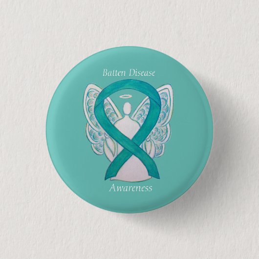 Batten Disease Awareness Angel Ribbon Art Button (Vorderseite)