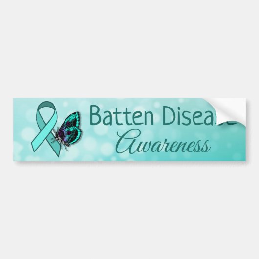 Batten Disease Awareness Aquamarin Butterfly Ribbo Autoaufkleber (Vorne)