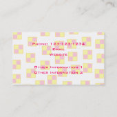 Battenburg Kuchen-Muster. Rosa und Gelb Visitenkarte (Rückseite)