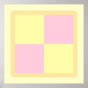 Battenburg Kuchen. Rosa und Gelb Poster