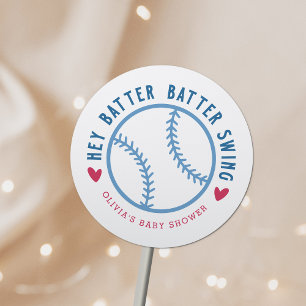 Batter Batter Swing Baseball Baby Dusche Runder Aufkleber