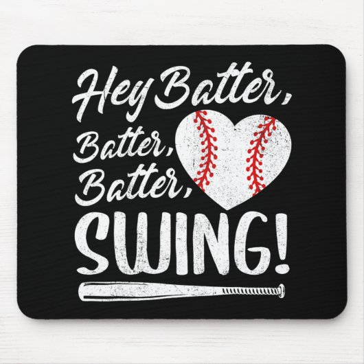 Batter Swing Baseball Herz Mama Niedlich Frauen Mo Mousepad (Vorne)