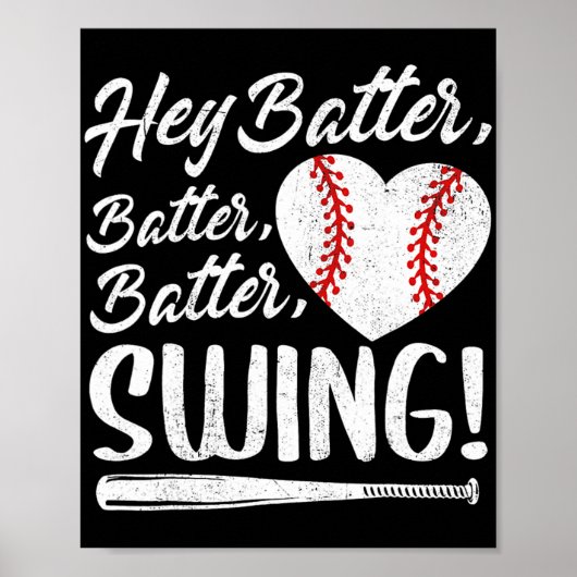 Batter Swing Baseball Herz Mama Niedlich Frauen Mo Poster (Vorne)