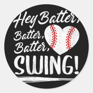 Batter Swing Baseball Herz Mama Niedlich Frauen Mo Runder Aufkleber