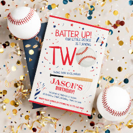 Batter Up Baseball Red Little Rookie 2. Geburtstag Einladung