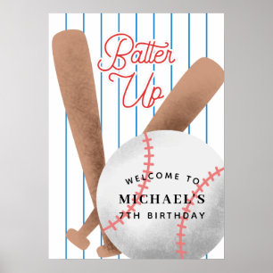 Batter Up Baseball Thema Geburtstagsparty Begrüßun Poster