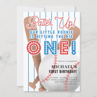Batter Up Little Rookie Baseball 1. Geburtstag Einladung