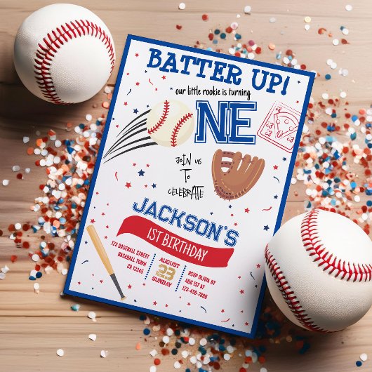 Batter Up Little Rookie Niedlich Baseball 1. Gebur Einladung