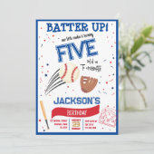 Batter Up Little Rookie Niedlich Baseball Geburtst Einladung (Stehend Vorderseite)