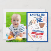 Batter Up Rookie Niedlich Baseball Foto 1. Geburts Einladung (Vorderseite)