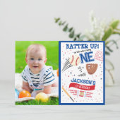 Batter Up Rookie Niedlich Baseball Foto 1. Geburts Einladung (Stehend Vorderseite)