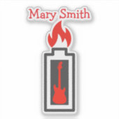 Batterie, Gitarre und Flamme Aufkleber (Vorderseite)