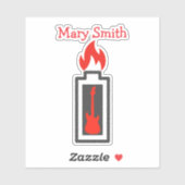 Batterie, Gitarre und Flamme Aufkleber (Blatt)