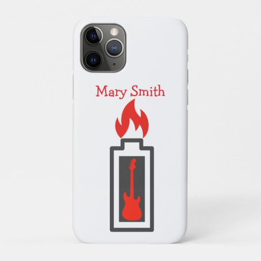 Batterie, Gitarre und Flamme Case-Mate iPhone Hülle (Rückseite)