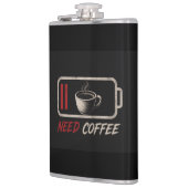 Batterie schwach, Kaffee benötigt – Flachmann (Links)