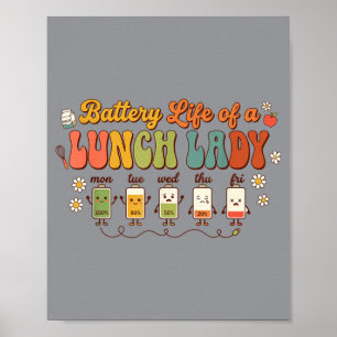 Batterielebensdauer einer Lunch Lady Lustige Retro Poster