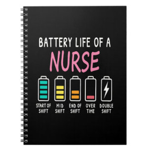 Batterielebensdauer eines Pflegehumor-Diagramms Notizblock