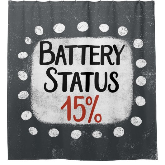 Batteriestatus 15 % Duschvorhang (Vorderseite)