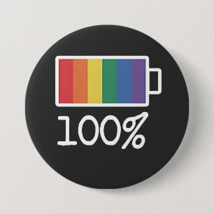 Battery 100% Gay Funny LGBT Pride Monat Gleichheit Button