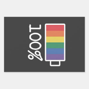 Battery 100% Gay Funny LGBT Pride Monat Gleichheit Geschenkpapier Set