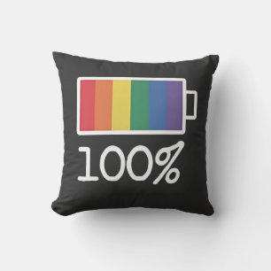 Battery 100% Gay Funny LGBT Pride Monat Gleichheit Kissen