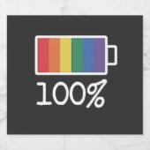 Battery 100% Gay Funny LGBT Pride Monat Gleichheit Schaumweinetikett (Einzelnes Label)