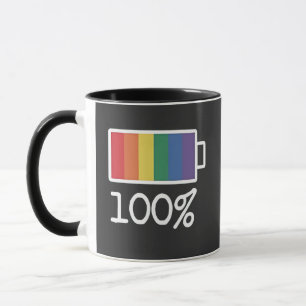 Battery 100% Gay Funny LGBT Pride Monat Gleichheit Tasse