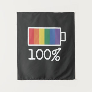 Battery 100% Gay Funny LGBT Pride Monat Gleichheit Wandteppich
